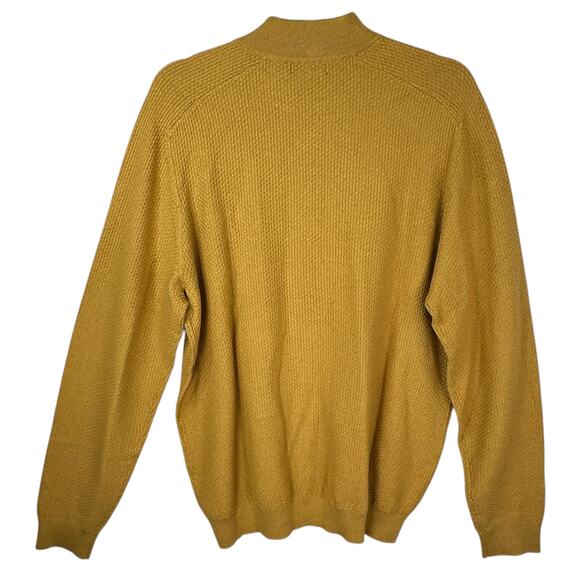 Paul Frederick Half Zip Sweater Mens Large Silk Cotton Cashmere Pullover Mustard - Picture 8 of 8
